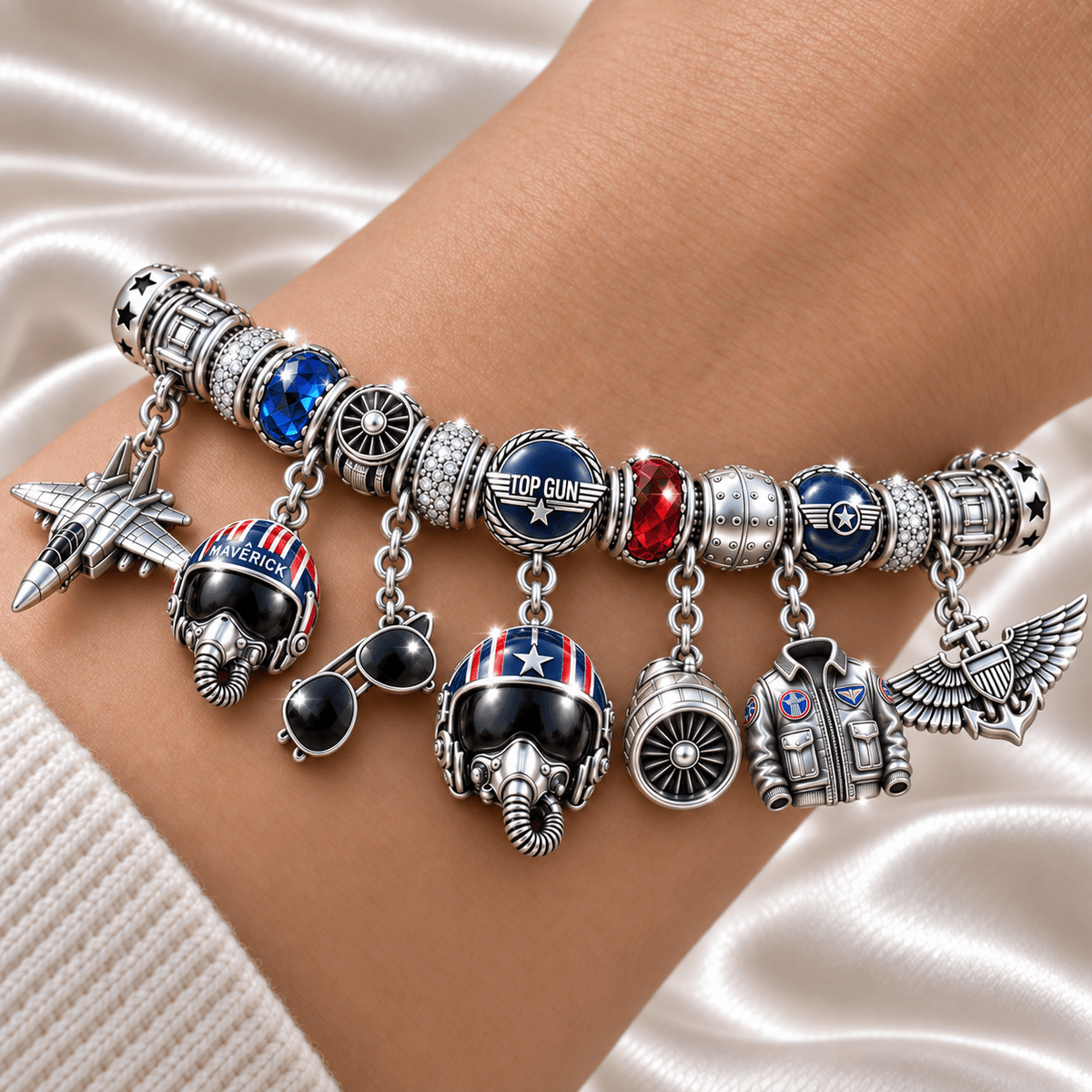 TG Silver Charm Bracelet Set NTTB
