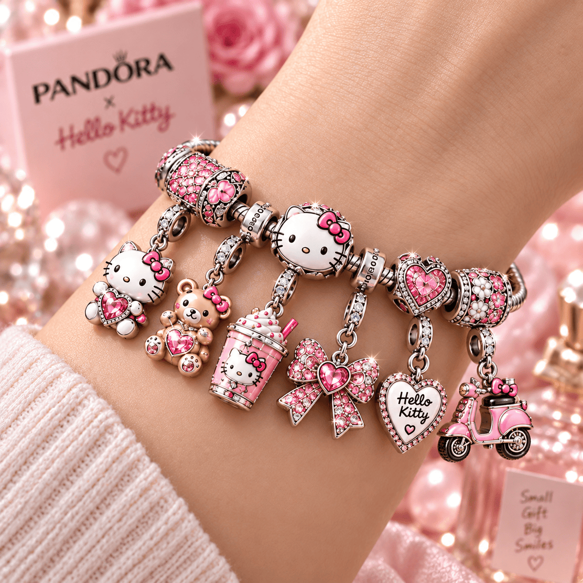 HLKT Silver Charm Bracelet Set NTTB